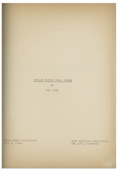 Moe Howard's 29pp. Script Dated April 1944 for The Three Stooges Film ''Three Pests in a Mess'' -- Very Good Condition